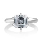 Sterling Silver Ring 3ct Asscher Cubic Zirconia CZ Solitaire Ring - Ideal Gift For Mother, For Her, Birthday, Anniversary, Bridal, Wedding, Engagement