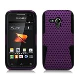Samsung Galaxy Rush [Boost Mobile] Hybrid Double Layer Skin Case + Perforated Armor (Black / Purple)
