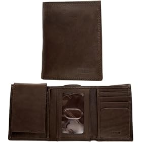 Fossil Mens Wallet - Chicago Trifold Zip Flip (Color: Brown)