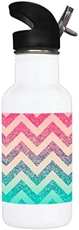 Water Bottle for Girls, Pink and Teal Chevron Pattern