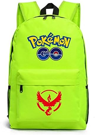 Uoone 18.5 inch Anime Pokemon Go Canvas Backpack,Pokemo Go Teenager Girls School Bag Anime Canvas Backpack (Yellow Green)