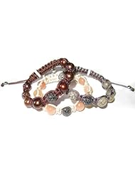 Sterling Silver Diamond Pave Beads Macrame Bracelet Fashion Jewelry