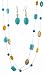 Necklace & Earring Set - N332 - Long Genuine Stone and Glass Necklace (60") + Matching Earrings ~ Turquoise and Yellow Jasper
