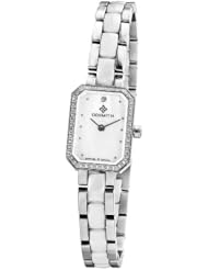 Dormith 316L Steel Watch Ceramic Fashion Watch with Blue Sapphire Glass Lady Watch Rhinestone Watch Diameter 24mm Watches for Women White