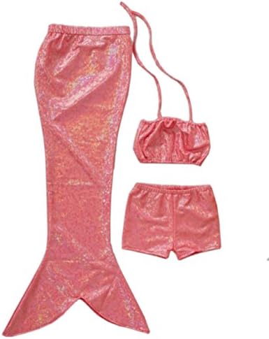 Ziweiba Kids Girls 3 Pcs Mermaid Tail Swimwear Bikini Set Bathing Suit (120)