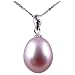 AugustinaJewelry Freshwater Cultured Oval Shape 10-11mm lavender Pearl Pendant with 18K White Gold, 16" 14K White Gold Chain