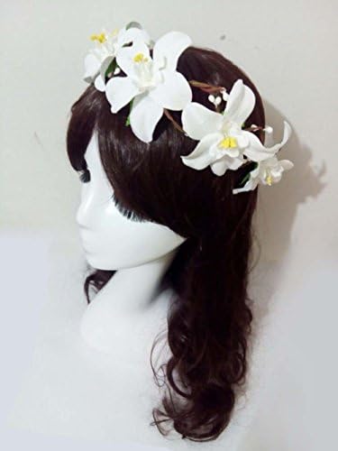 Creative DIY Handmade Craft Beach Hawaii Big Flowers Twine Headband Woodland Crown for Hippies Teens Girls Beautiful Women Wedding Headwear Decoration Hair Accessories White
