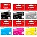 Set of 6 original genuine Canon ink cartridges (includes grey) for Pixma MG6150, MG8150 printers in sealed foil packaging (no box)