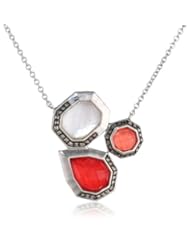 Judith Jack "Caliente" Sterling Silver Marcasite and Coral Cluster Pendant Necklace, 18"