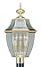 Livex Lighting 2354-02 Monterey 3 Light Outdoor Polished Brass Finish Solid Brass Post Head with Clear Beveled Glass