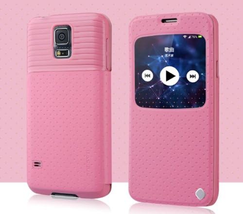 Pioneer Tech® New Slim Flip S-View Screen Case Cover For SAMSUNG Galaxy S5 G900 (pink)