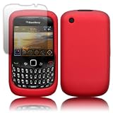BLACKBERRY CURVE 8520 RED SKIN CASE AND SCREEN PROTECTOR BY CELLAPOD MOBILE PHONE CASES