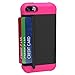 Aduro CACHE Rugged Dual Layer Case for Apple iPhone SE / 5 / 5S with Kick-Stand and Credit Card Compartment (Black/Pink)