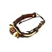 Leather String Jade Bracelet, Brown Leather with Tibet Bead