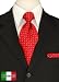 Woven Silk Mens Necktie + Pocket Square Hand Made in Italy By Valenti Ties and Hanky Set Red
