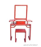 Red Lacquer Make-up Mirror Table Set As047