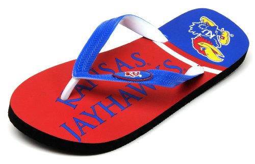 NCAA Kansas Jayhawks Spirit Flip Flops (Royal, X-Large)