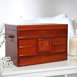 Mele Empress Walnut Wooden Jewelry Chest - 16.5W x 9.5H in.