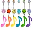 DANGLING NEON HALF MUSIC NOTE BELLY RING BNAMN16YLW- YELLOW