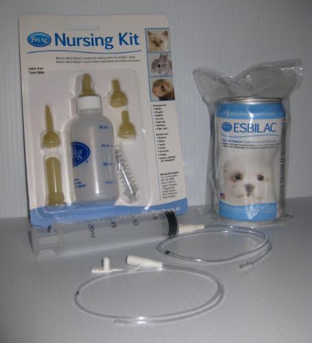 Puppy Feeding Kit - 8 oz Esbilac Milk Replacer Ready to Feed with Bottle Set, 2 Feeding Tubes & 1 Syringe