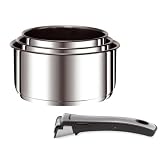 Tefal - Ingenio 4 - L9129502 - Gourmet - Série 3 Casseroles + 1 Poignée - Forme Droite - Inox