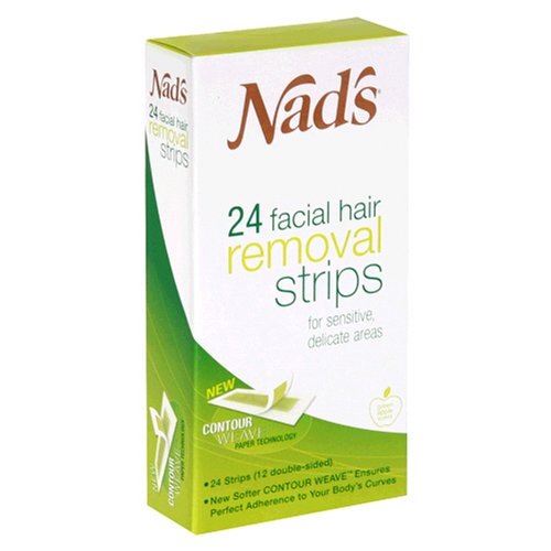 Nad's Facial Hair Removal Strips, Green Apple Scent, 24 strips (Pack of 2) by NAD'S