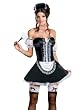 Sexy French Maid Costume Corset Style Mini Dress Hat Feather Duster 5 Pc Set Sizes S M L or XL