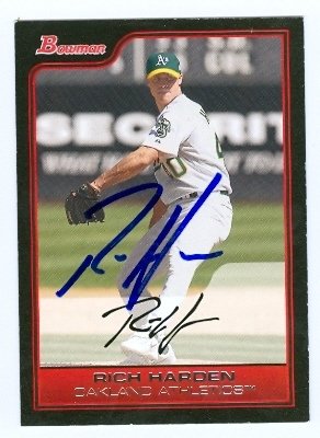 Rich Harden Autographed/Hand Signed Baseball Card (Oakland A's) -
