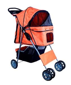 Amazon.com : New Deluxe Folding 4 Wheel Pet Dog Cat Stroller Carrier w Cup Holder Tray Orange Amazon.com : New Deluxe Folding 4 Wheel Pet Dog Cat Stroller Carrier w Cup Holder Tray Orange