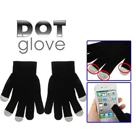 Unisex TouchSmart Screen Warm Gloves / Dot Gloves For Touch Screen For iPhone 4 & 4S , iPad & iPad2, Blackberry, Samsung, HTC and other smartphones, PDA's & Sat navs, Black, One Size