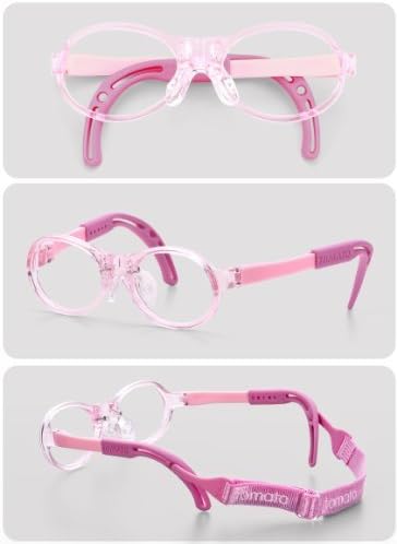 Tomato Glasses Eye Frames (For Babies) - Super Flexible, Ultralight weight, Non Slip Nose Pads for Babies (37-13, Pink) by Tomato Glass
