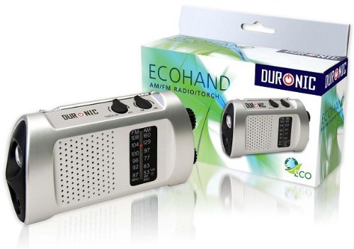 Duronic Ecohand Wind-Up, Rechargeable AM\FM Radio with flashlight