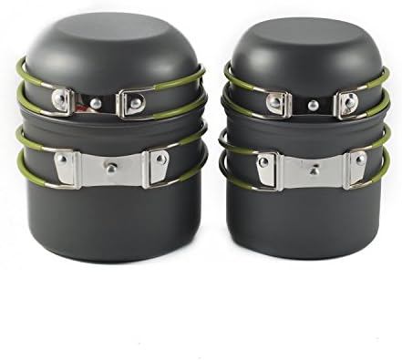 Backpacking Cookware,Eplay® 4pcs Campfire Camping Pot Pan Tools,Durable &amp; Ultra Light Aluminum Hiking Cooking Set with Foldable Handles for Canister Camp Stove/Outdoor Picnic Activities (Model-1)