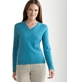 Charter Club Petite Cable Knit V-Neck Cotton Sweater