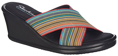 Women's Skechers, Cali Tumblers GoreGeous Wedge Sandals MULTI COLOR STRIPE 7 M