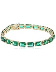 10k Yellow Gold Emerald Cut Created Emerald Bracelet, 7"