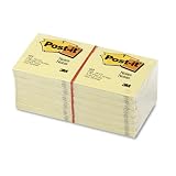 3M 654-YW 3M Post-it Original Notes, 3 x 3, Canary Yellow, 12 100-Sheet Pads/Pack