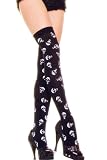 Opaque Thigh High W/ Skull Prints All Over