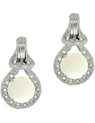 1.50 Ct Round White Opal White Sapphire 18K White Gold Earrings