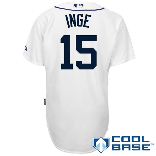 MLB Men's Detroit Tigers Brandon Inge Six Button Cool Base Authentic Home Jersey (White, 40/Medium)