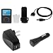 Durable Flexible Soft Black Silicone Skin Case with Belt Clip and Armband + USB Car + USB Home Travel Charger + USB Data Cable for Sandisk Sansa Fuze