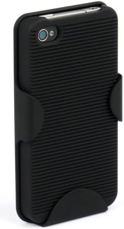 Qmadix Holster Snap-On Cover for Apple iPhone 4 - 1 Pack - Retail Packaging - Black