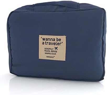 Stylish Premium Quality Toiletry &amp; Makeup Bag organizer With Zipped Pockets for Men - Polyester, Navy Blue