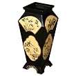 Handmade Asian Furniture - 27" Antique Style Black Lacquer Decorative Wood Vase W/ White Panels