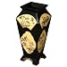 Handmade Asian Furniture - 27" Antique Style Black Lacquer Decorative Wood Vase W/ White Panels