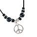 Simple Peace Sign Black Beaded Girls Pendant on Black Cord Necklace