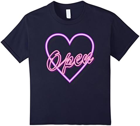 Positive Vibes Neon Lights Typography Heart Is Open T shirt - Kids 10 - Navy