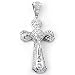 Sterling Silver Cubic Zirconia Rhodium Plated Cross Men's Charm