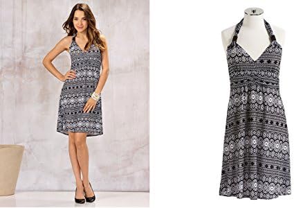 Charlie Paige Black & White Wrinkle-Resistant Stretchable Halter Dress (Small)