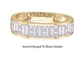 Beautiful 14K. Yellow Gold Ladies 1.00 ctw. Baguette And Princess Cut Diamond Band